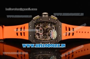 Richard Mille RM11-03 Swiss Valjoux 7750 Automatic Carbon Fiber Case Skeleton Dial With Arabic Numeral Markers Orange Rubber Strap 1:1 Original(KV)