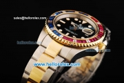 Rolex GMT Master II Swiss ETA 2836 Automatic Movement Steel Case with Diamond Bezel and Two Tone Strap