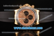 Rolex Daytona Chrono Swiss Valjoux 7750 Automatic Yellow Gold Case with Ceramic Bezel Rubber Strap and Gold Dial - Stick Markers (BP)