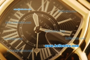 Cartier Roadster Swiss ETA 2892 Automatic Full Yellow Gold Case/Strap with Black Dial and Roman Markers