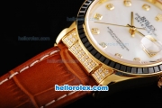 Rolex Datejust Swiss ETA 2836 Automatic Movement Black Diamond Bezel with White Dial-Diamond Markers