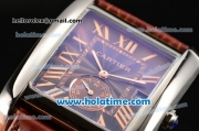 Cartier Tank MC Miyota Quartz Steel Case with Roman Numeral Markers and Brown Dial