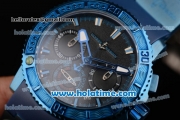 Ulysse Nardin Marine Diver Chrono Miyota OS20 Quartz Blue PVD Case with Black Dial Blue Stick Markers and Blue Rubber Bracelet