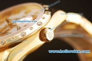 Rolex Datejust Swiss ETA 2836 Automatic Full Yellow Gold with Diamonds Bezel and White MOP Dial