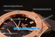 Hublot Classic Fusion 9015 Auto Rose Gold Case with Black Dial and Black Leather Strap