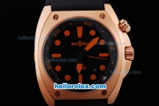Bell & Ross BR 02 Instrument Diver Asia ETA 2892 Automatic Movement with Black Dial-Rubber Strap and Orange Marking Gold Case