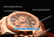 Audemars Piguet Royal Oak Chronograph Swiss Valjoux 7750 Rose Gold Case with Black Leather Strap Brown Dial and Gold Three Subdials 1:1 Original EF