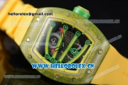 Richard Mille RM 59-01 Miyota 9015 Automatic Carbon Nanotubes Case with Skeleton Dial Yellow Inner Bezel and Yellow Rubber Strap