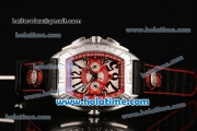 Franck Muller Conquistador Grand Prix Miyota OS20 Quartz Steel Case with Black Leather Bracelet White Dial and Black Markers