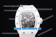 Richard Mille RM 055 Miyota 9015 Automatic Steel Case with Skeleton Dial Dot Markers White Inner Bezel and White Rubber Strap