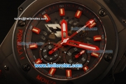 Hublot King Power F1 Monza Chronograph Swiss Valjoux 7750 Automatic Movement PVD Case with Skeleton Dial and Black Strap