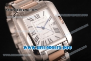 Cartier Tank Anglaise Miyota 9015 Automatic Two Tone Case/Bracelet with Silver Dial and Roman Numeral Markers
