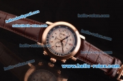 Audemars Piguet Jules Audemars Chronograph Miyota OS20 Quartz Rose Gold Case with White Dial and Rose Gold Arabic Numeral Hour Markers