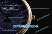 BlancPain Villeret Moonphase & Complete Calendar Miyota 9015 Automatic Steel Case with Blue Dial Leather Strap and Roman Numeral Markers (AAAF)