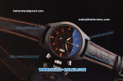 IWC Pilot's Chronograph Miyota Quartz PVD Case with Black Dial and Black Leather Strap