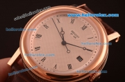 Breguet Classique 2813 Automatic Rose Gold Case with White Dial and Brown Leather Strap-ETA Coating