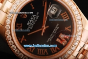 Rolex Datejust Oyster Perpetual Automatic Movement Full Rose Gold with Black Dial and Diamond Bezel