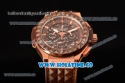 Hublot Big Bang Aero Bang Chrono Miyota Quartz Rose Gold/Diamonds Case with Brown Skeleton Dial Stick Markers and Brown Ceramic Bezel