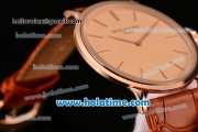 Patek Philippe Calatrava Miyota OS2035 Quartz Rose Gold Case with Champagne Dial and Stick Markers