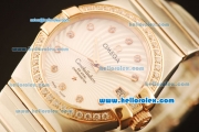 Omega Constellation Swiss ETA 2824 Automatic Steel Case with Rose Gold Bezel and Diamond Markers/Bezel-(35mm)