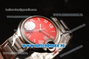 Cartier Ballon Bleu De Japanese Miyota Quartz Steel Case with Red Dial Roman Numberal Markers and Steel Bracelet