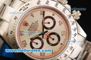 Rolex Daytona Chronograph Miyota Quartz Movement Full Steel with White Dial