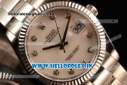 Rolex Datejust Oyster Perpetual Swiss ETA 2836 Automatic Steel Case White Dial With Diamonds Markers Steel Bracelet (BP)