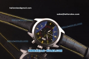 IWC Pilot's Chronograph Miyota Quartz Steel Case with Black Dial and Yellow Markers