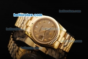 Rolex Day-Date Automatic Movement Full Gold with Khaki Dial and Diamond Markers