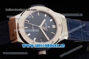 Hublot Classic Fusion Japanese Miyota 9015 Automatic Movement Steel Blue Dial and Stick Markers Leather Strap (JF)