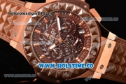 Hublot Big Bang Aero Bang Chrono Miyota Quartz Rose Gold/Diamonds Case with Brown Skeleton Dial Stick Markers and Brown Ceramic Bezel