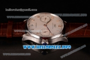 IWC Portuguese Power Reserve Clone IWC 52010 Automatic Steel Case with White Dial Arabic Number Markers and Brown Leather Strap - 1:1 Original (ZF)