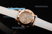 Chopard Happy Sport Chronograph Miyota Quartz Movement Rose Gold Case with White Dial and Rose Gold Bezel