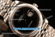 Rolex Datejust 37mm Swiss ETA 2836 Automatic Steel Case with Jubilee Steel Bezel Black Dial Roman Steel Bracelet