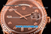 Rolex Day-Date Asia Automatic Rose Gold Case with Diamonds Markers Brown Dial - Diamonds Bezel (BP)