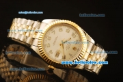 Rolex Datejust II Swiss ETA 2836 Automatic Full Steel with Yellow Gold Bezel and Silver Dial-Two Tone Strap