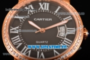 Cartier Rotonde De Miyota Quartz Rose Gold Case with Rose Gold Dial Diamonds Bezel and Roman Numeral Markers