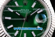 Rolex Datejust II Clone Rolex 3135 Automatic Stainless Steel Case/Bracelet with Green Dial and Stick Markers