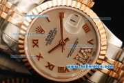 Rolex Datejust Automatic Movement ETA Coating Case with White Dial and Rose Gold Bezel