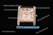 Cariter Tank MC Swiss ETA 2824 Automatic Steel Case with White Dial Diamonds Bezel and Roman Numeral Markers