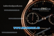 IWC Portuguese Automatic Clone IWC 52010 Automatic Rose Gold Case Black Dial and Black Leather Strap - (AAAF)