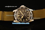 Rolex Submariner Swiss ETA 2824 Automatic Movement Silver Case with Black Bezel-Black Dial and Yellow Markers-Nylon Strap