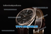 Rolex Cellini Time Asia 2813 Automatic Steel Case with Brown Leather Strap Stick Markers and Black Dial (BP)