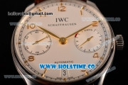 IWC Portuguese Asia Automatic Steel Case with Rose Gold Arabic Numeral Markers White Dial and Brown Leather Strap