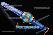 Patek Philippe Grand Complications Asia Automatic Rose Gold Case with Blue Dial and Blue Leather Strap