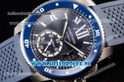 Cartier Calibre de Cartier ETA 2824 Automatic Steel Case with Navy Blue Dial Roman Numberal Markers and Blue Rubber Strap