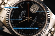 Rolex Datejust Swiss ETA 2836 Automatic Movement Full Steel with Black Dial and Roman Numeral Markers