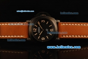 Panerai Luminor PAM 360 Swiss ETA 6497 Manual Winding Movement PVD Case with Black Dial and Brown Leather Strap