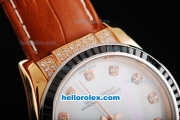 Rolex Datejust Swiss ETA 2836 Automatic Movement White Dial with Dimond Markers-Black Diamond Bezel