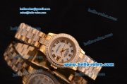 Rolex Datejust Swiss ETA 2671 Automatic Gold Case with White Dial Diamond Bezel and Roman Numeral Markers-Lady Size